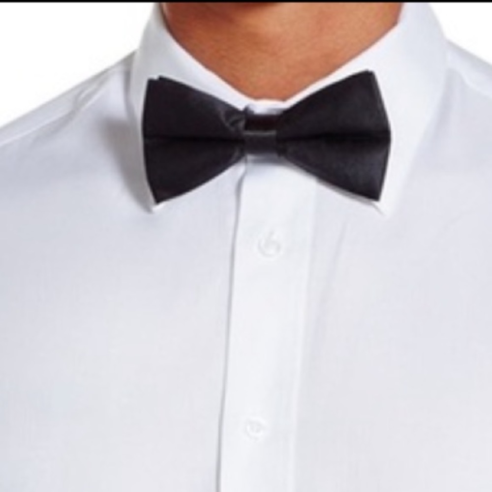 NORDSTROM MENS SILK SATIN PRE-TIED BOW TIE BLACK NWOT - Picture 2 of 13